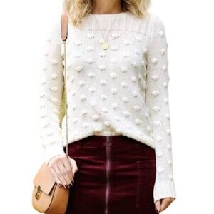 Vince Camuto Cream Textured Crew Neck Sweater 100% Cotton